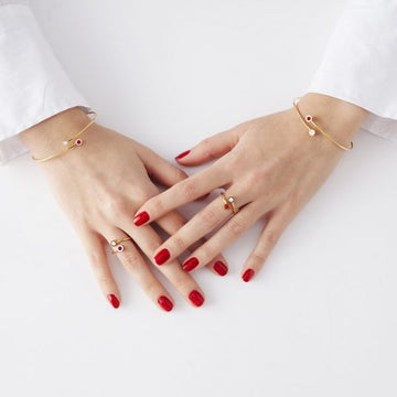 NEW WAVE PLUM AND WHITE CHIP RING