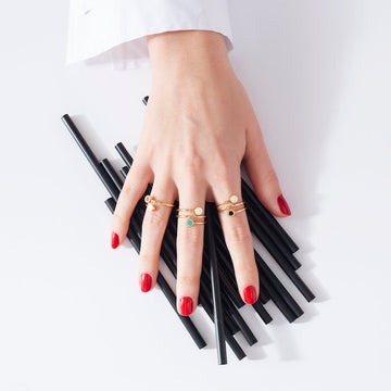NEW WAVE LAVENDER AND WHITE CHIP DOUBLE RING