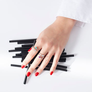 Hand with silver rings
