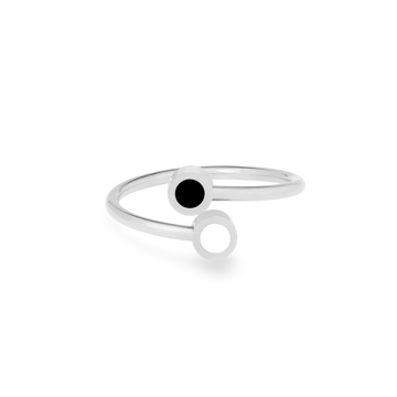 STAINLESS STEEL BLACK AND WHITE CHIP RING