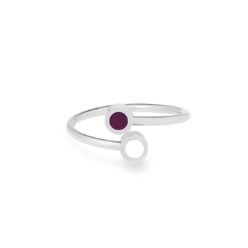 STAINLESS STEEL RING WITH PLUM AND WHITE CHIPS