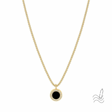 OCEAN BLACK CHIP WITH ZIRCONIA NECKLACE