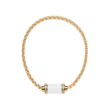 THALASSA YELLOW GOLD CHAIN WHITE CHIP WITH ZIRCONIA MAGNET