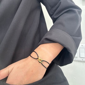 WEWA BLACK CORD BLACK CHIP BRACELET