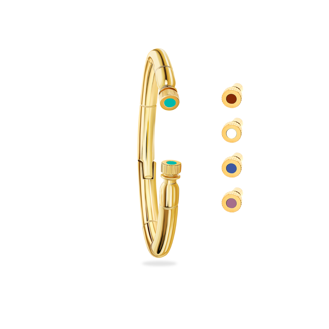 SEACAP TURQUOISE CHIP BANGLE WITH EXCHANGABLE CAPS