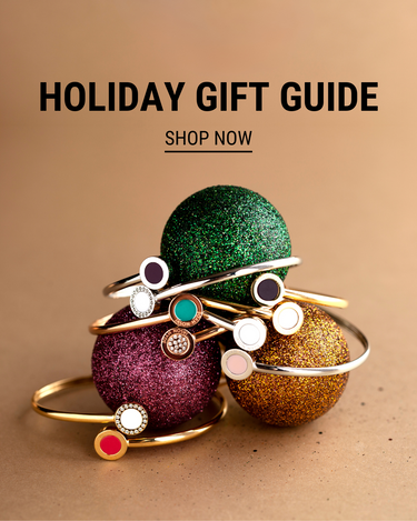 Holiday Gift Guide - Shop Gifts button - bangles in silver and gold