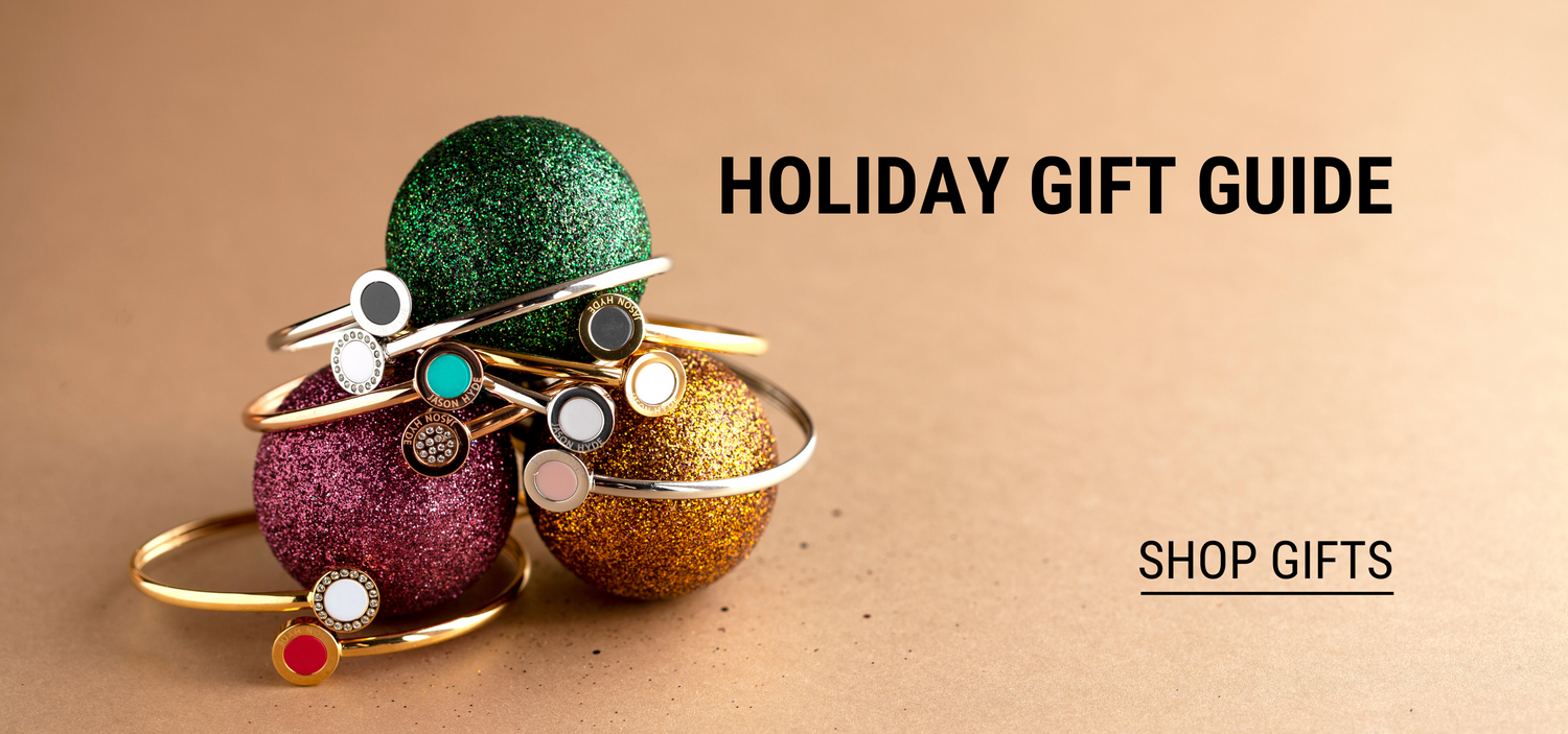 Holiday Gift Guide - Shop Gifts button - bangles in silver and gold