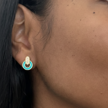 NEREIDA TURQUOISE CHIP WITH ZIRCONIA EARRINGS