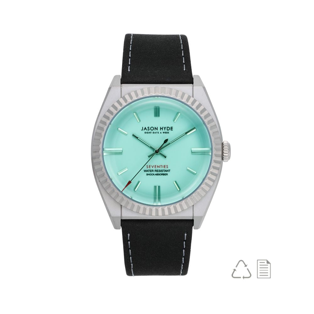 BLACK STRAP 40MM WATCH  WITH GREEN DIAL