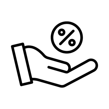 Hand holding a percentage icon representing cashback
