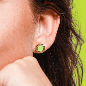 Lime Green and gold Ocean stud earrings