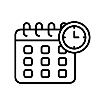 Calendar and clock icon for scheduling and delivery time information