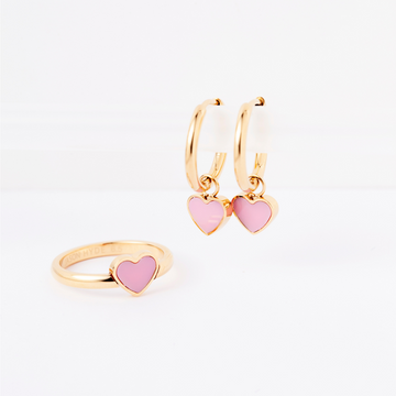 amare hoops and rings in fondant pink