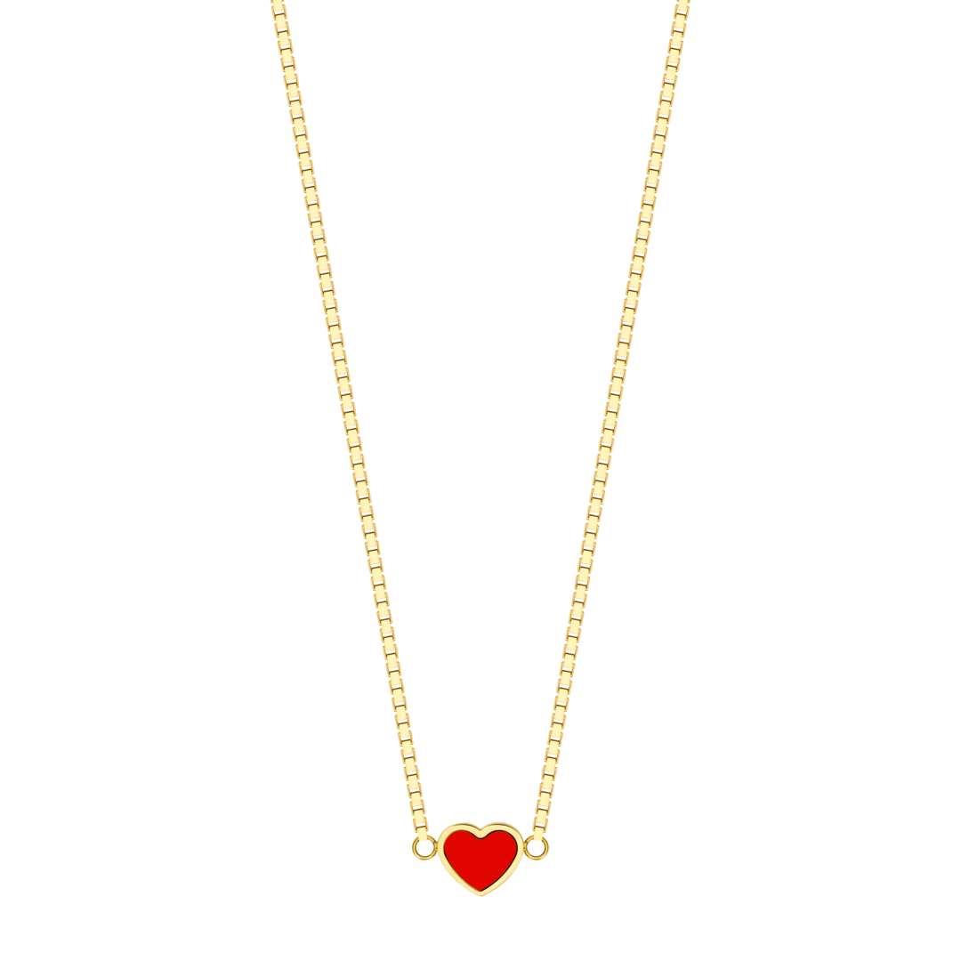 Necklace featuring a vibrant sustainable red chip pendant.
