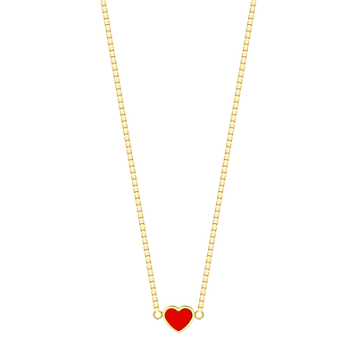 Necklace featuring a vibrant sustainable red chip pendant.