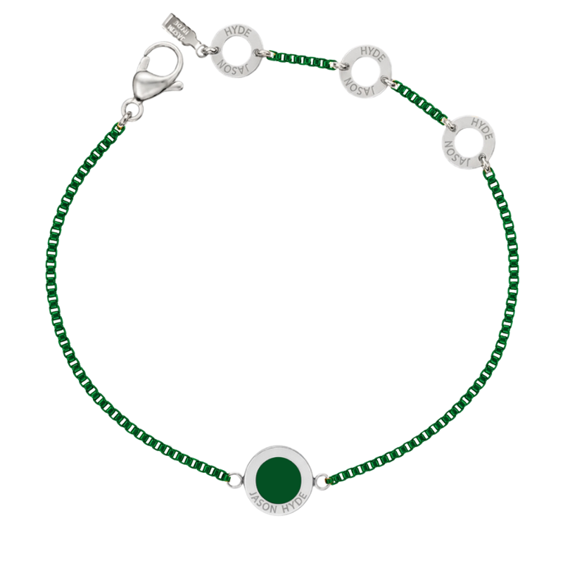 Aventurine green chain bracelet with matching charm.