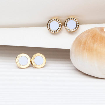 Gold plated Ocean earrings with white chips
