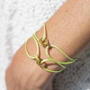 WEWA LIME GREEN CORD LIME GREEN WITH ZIRCONIA CHIP BRACELET