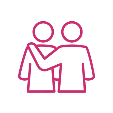 Line art icon of two people embracing