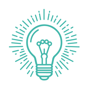 Icon of a glowing light bulb