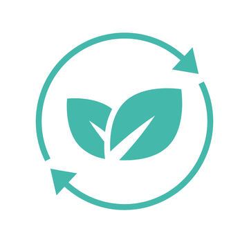 Recycling symbol icon with green leaves inside