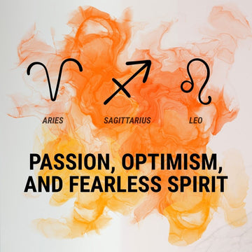 A graphic showing the zodiac signs for Aries, Sagittarius, and Leo