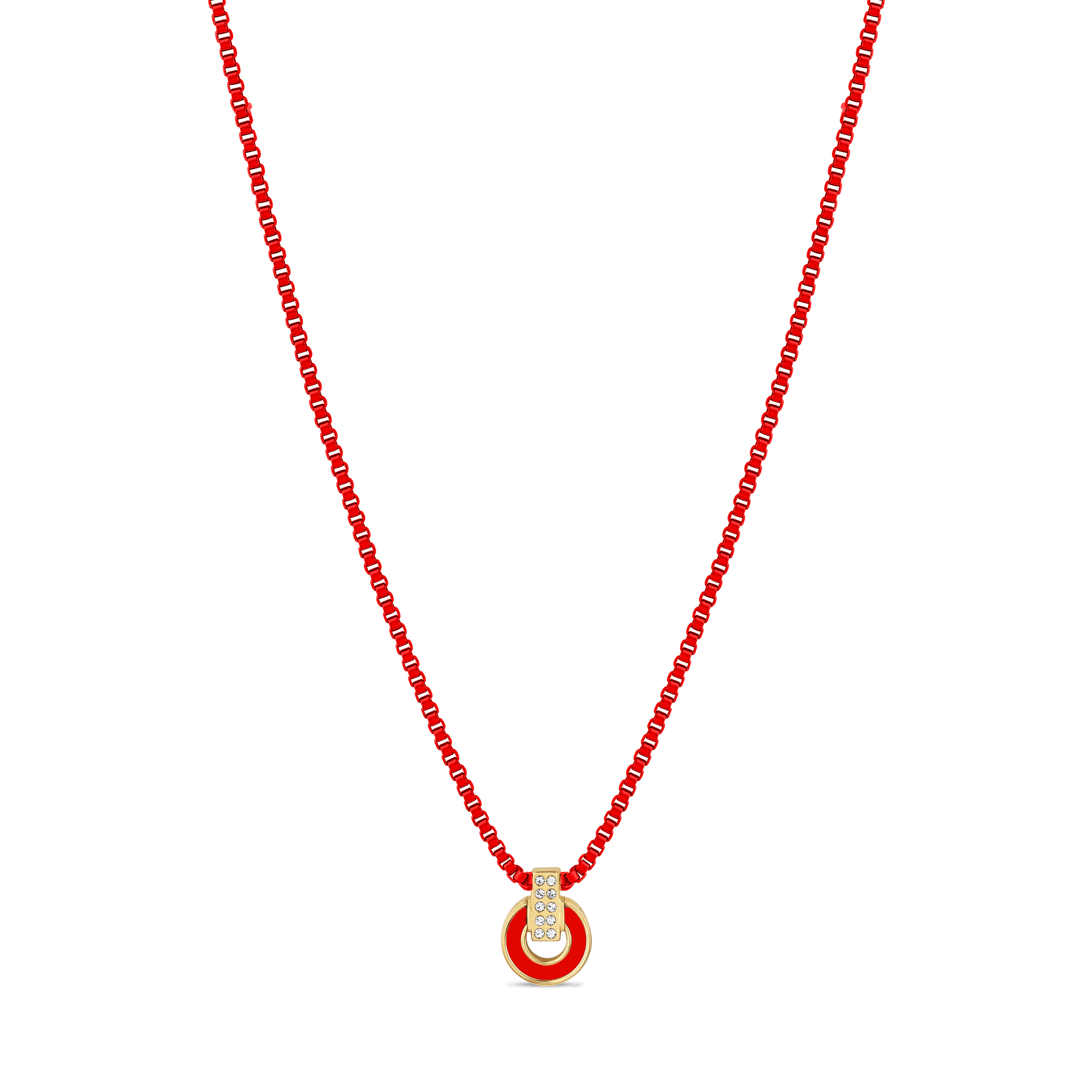 NEREIDA RED CHIP WITH ZIRCONIA RED CHAIN NECKLACE
