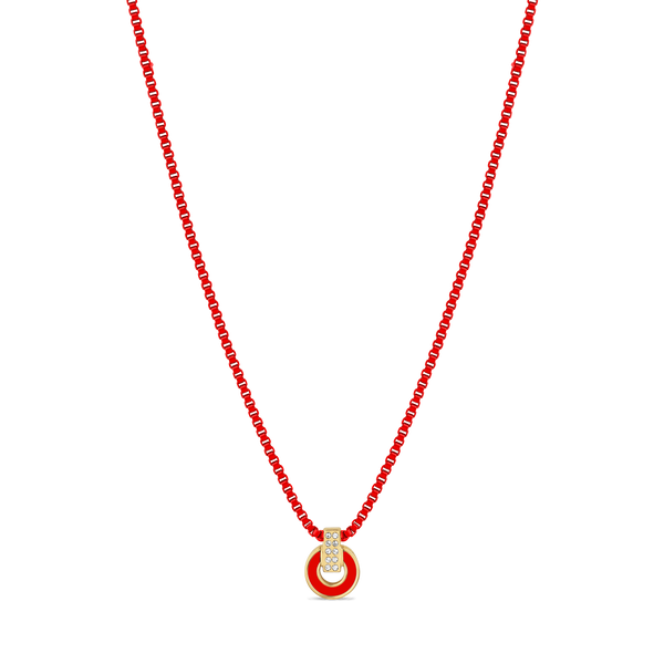 NEREIDA RED CHIP WITH ZIRCONIA RED CHAIN NECKLACE