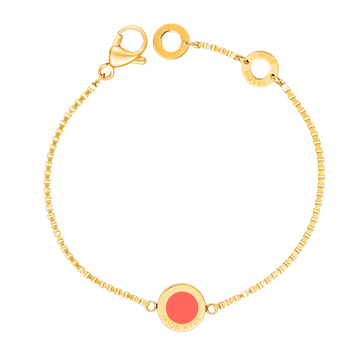 Bracelet with round coral enamel  by Jason Hyde
