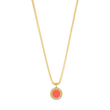 Coral and gold circular pendant necklace by Jason Hyde