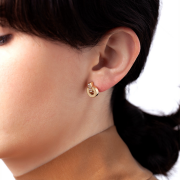 NEREIDA BEIGE CHIP WITH ZIRCONIA EARRINGS