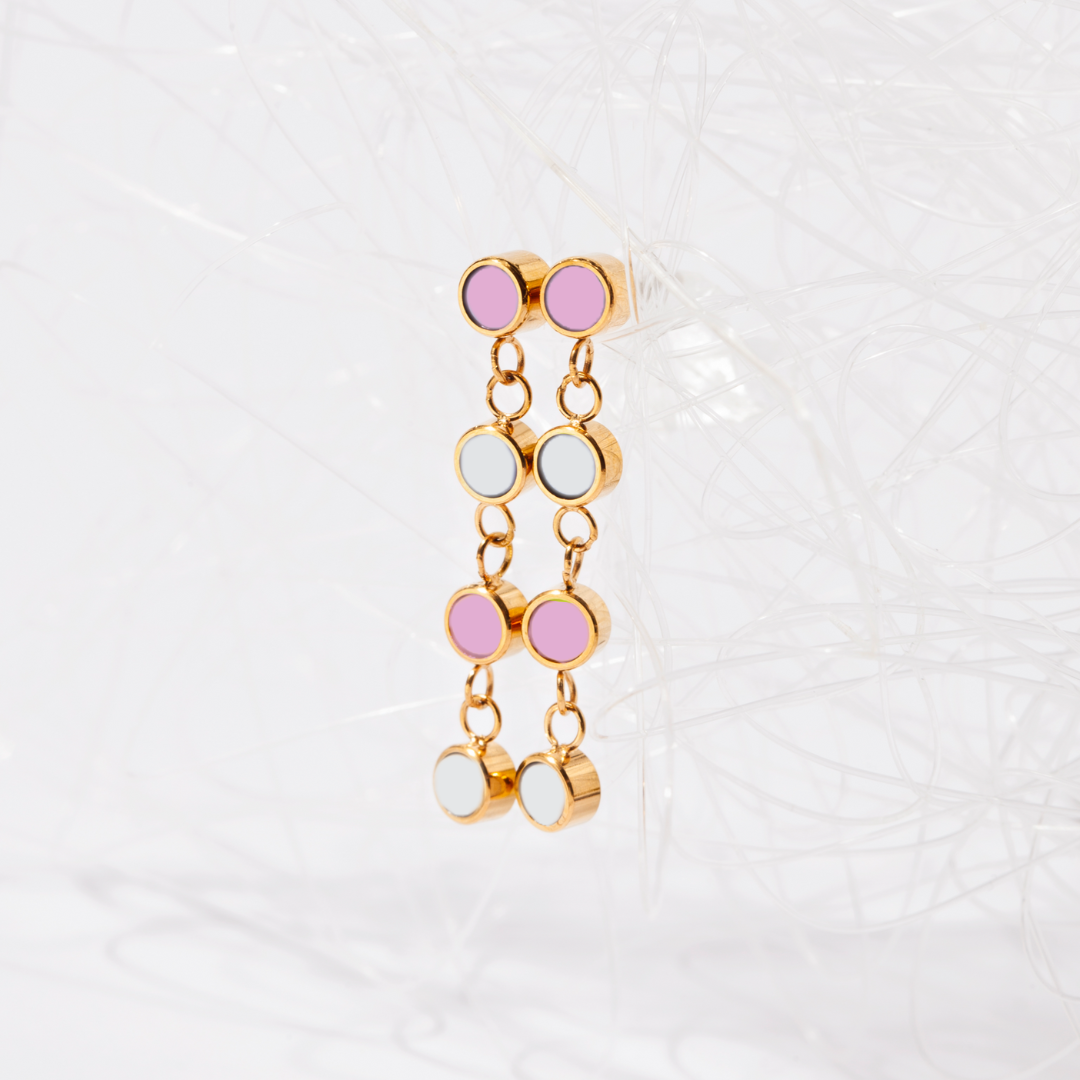 Jason Hyde pink and white dangle earrings