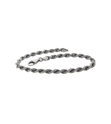 BRACELET ITALY MEN CABLE CHAIN BURNISHED SILVER