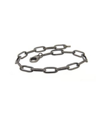 BRACELET ITALY MEN CUBAN LINK CHAIN BURNISHED SILVER