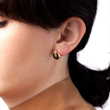 NEREIDA BLACK CHIP WITH ZIRCONIA EARRINGS