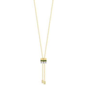 WEWA BOLO TIE TUBE OLIVE GREEN CHIP WITH ZIRCONIA NECKLACE