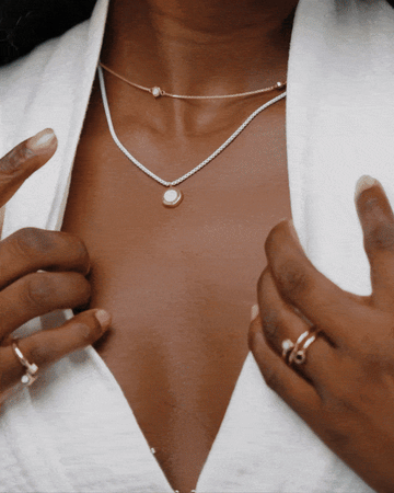 GIF of a model wearing Jason Hyde jewelry