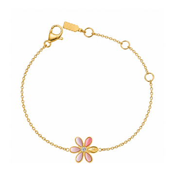 Gold bracelet with a coral flower charm 