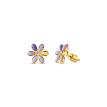 Lavender flower earrings with zirconia center