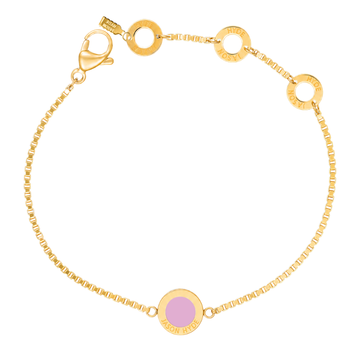 Gold chain bracelet with a round Fondant Pink chip