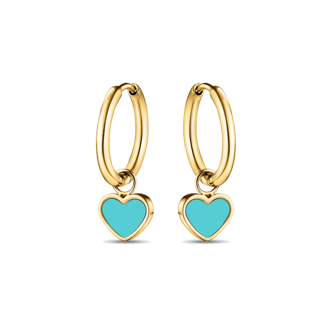 Turquoise chip Amare hanging hoops.