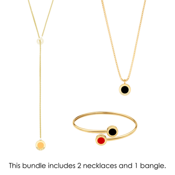 Sustainable jewelry set made from recycled ocean plastic.