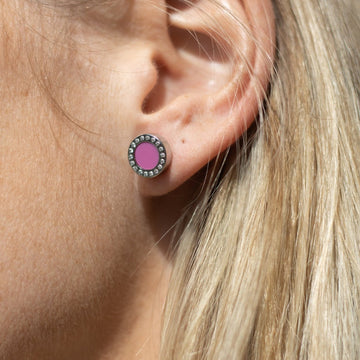 Ocean earring in Raspberry color and silver with zirconia