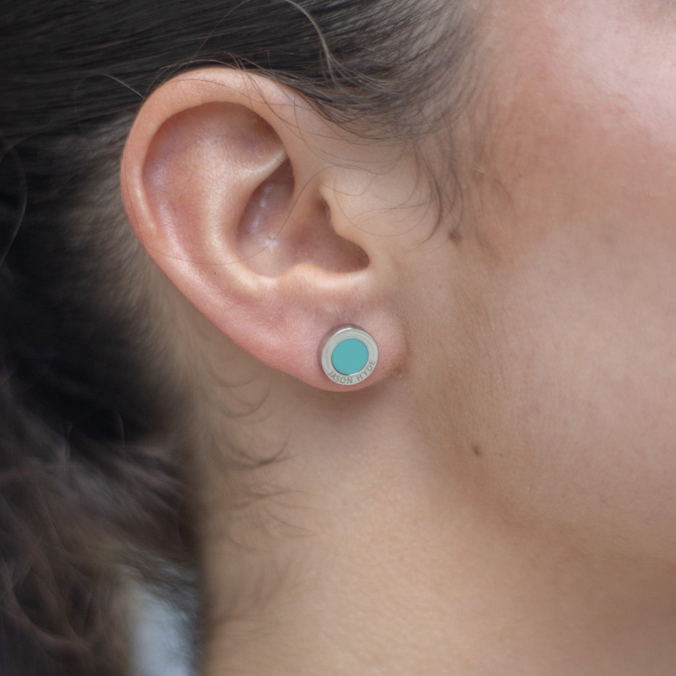 Ear with an Ocean turquoise chip earring 