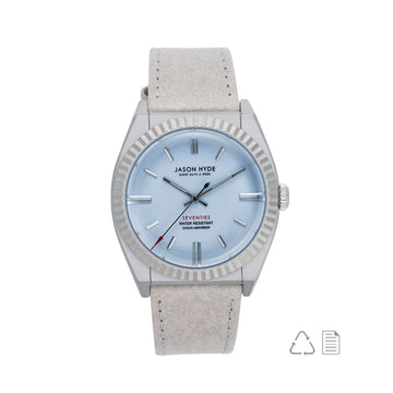 LIGHT GRAY STRAP 40MM WATCH WITH LIGHT BLUE DIAL 