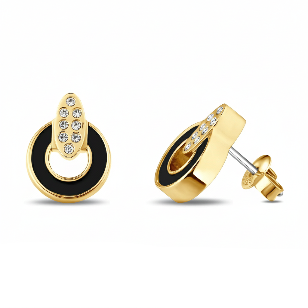 BLACK CHIP WITH ZIRCONIA EARRINGS