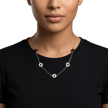 ACQUARELLO HANGING ROUND WHITE AND BLACK NECKLACE