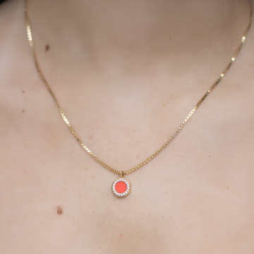 OCEAN CORAL CHIP WITH ZIRCONIA NECKLACE