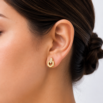 NEREIDA BEIGE CHIP WITH ZIRCONIA EARRINGS