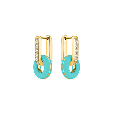 LIFESAVER TURQUOISE CHIP WITH ZIRCONIA HOOPS